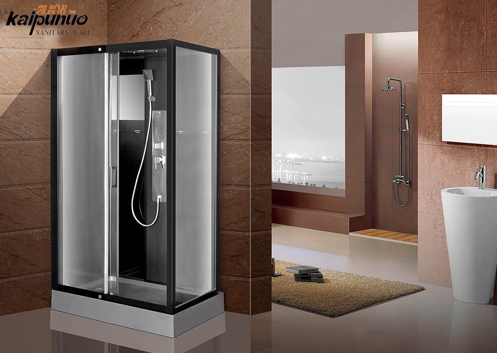 Best Price Bathroom Easy Install Corner Black Framed Sliding Glass Door Shower Cabin