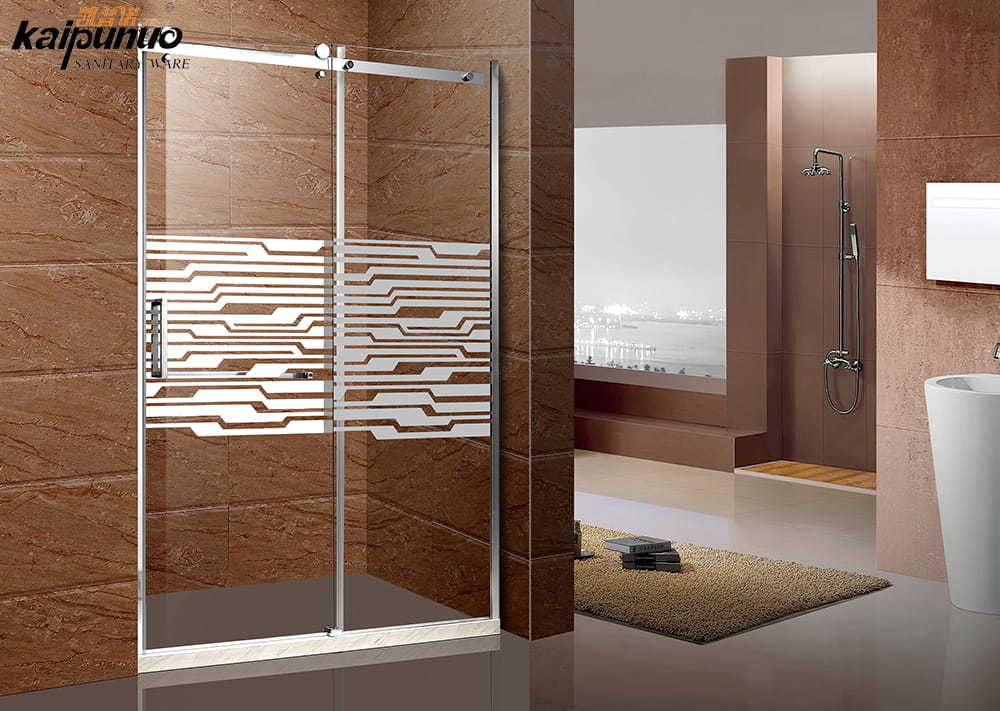Wet room aluminium framed profile silk printing tempered glass shower screen sliding door
