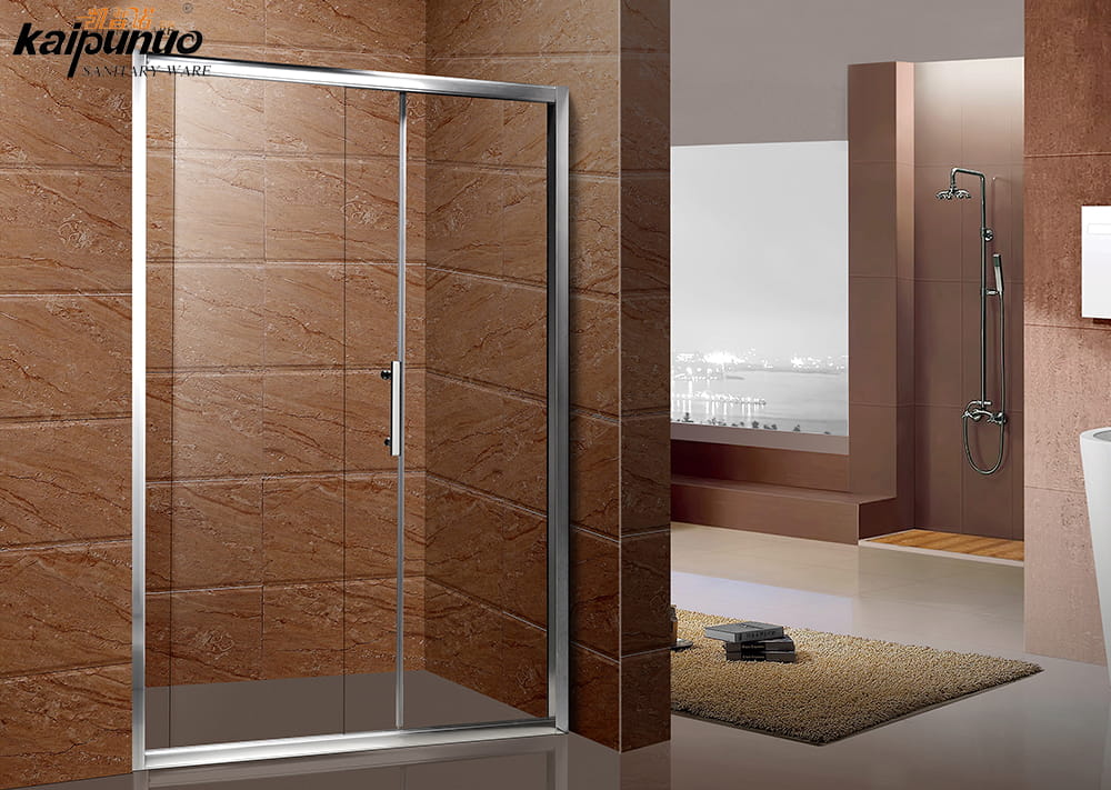 Bathroom aluminium frame tempered glass shower screen with sliding door