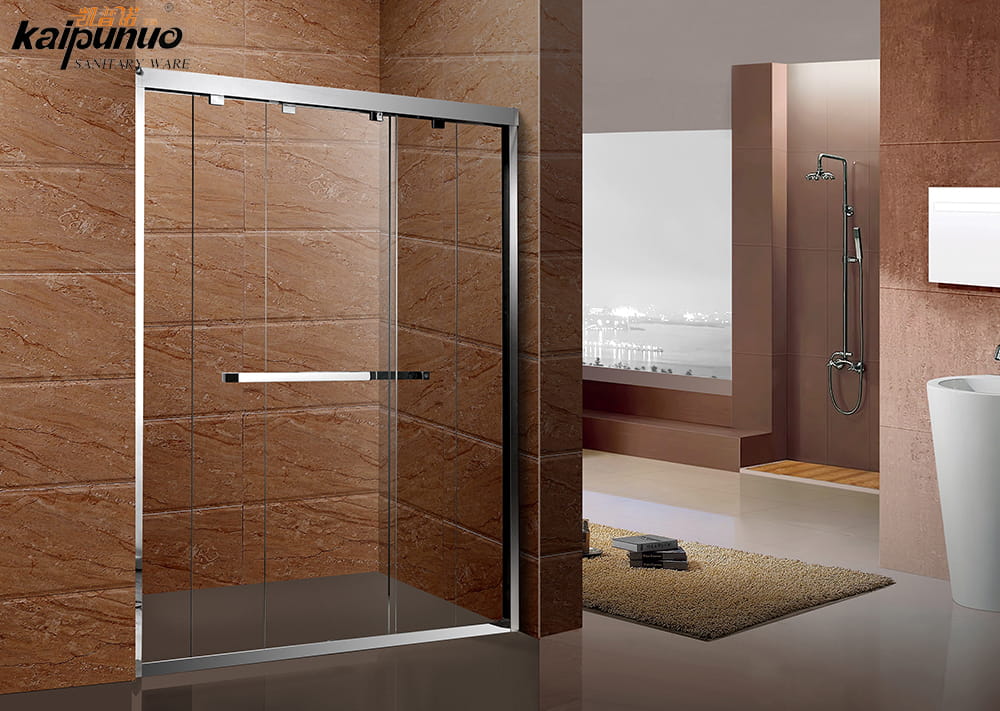 Bathroom tempered glass bath cubicle shower screen with double sliding doors