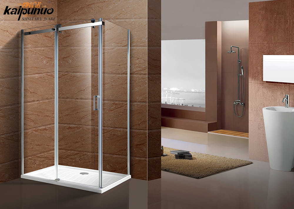 Cheap bathroom corner frameless tempered glass sliding door shower screen