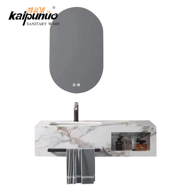 Wall Mounted Single Sink Marble Bathroom Vanity