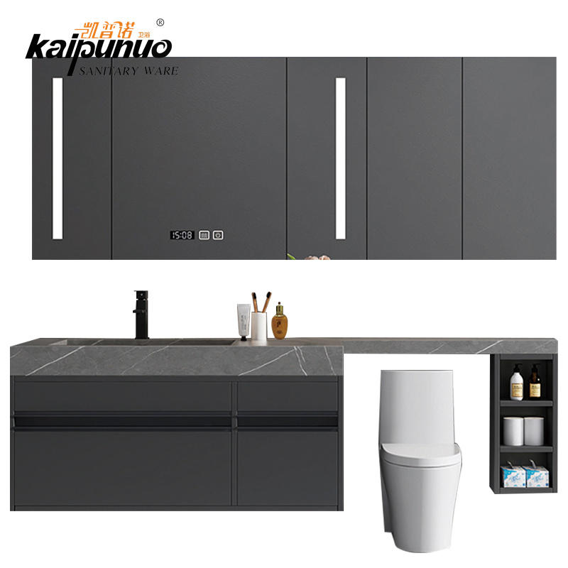 1800 Grey Wall Mounted Left Offset Bathroom Vanity With Drawers