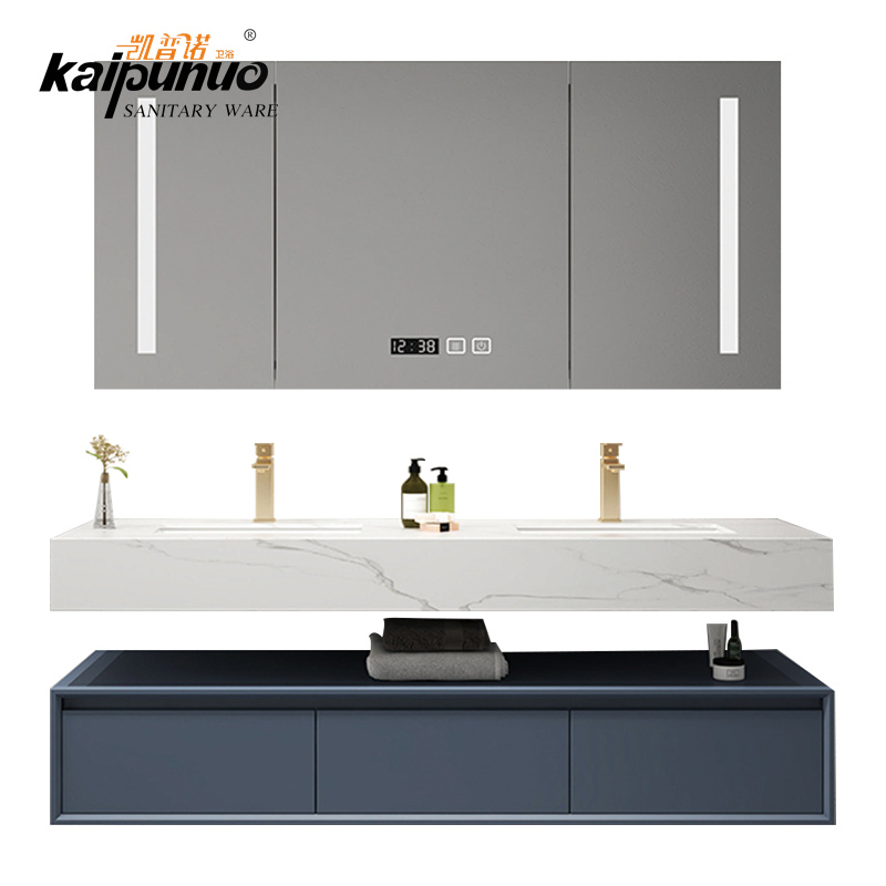 Cheap Navy Blue 59 Inch Double Sink Bathroom Vanity Unit