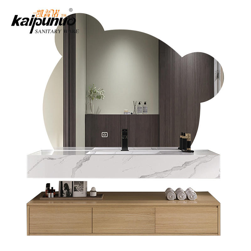 Modern Wall Hung Wooden Bathroom Cabinet With Bear Mirror
